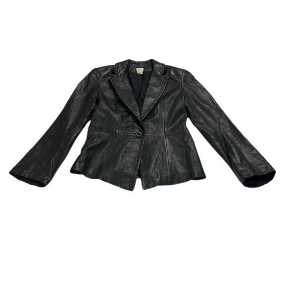 Vintage Cache Womens 8 Medium Leather Single Breasted Blazer Jacket 90s Y2k - Picture 1 of 7